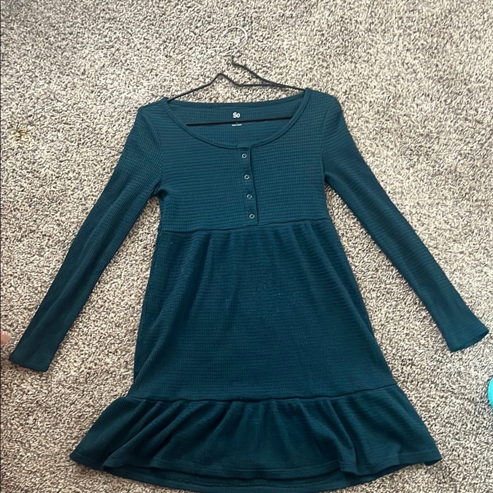 SO Blue Long Sleeve Casual Scoop Neck Dress